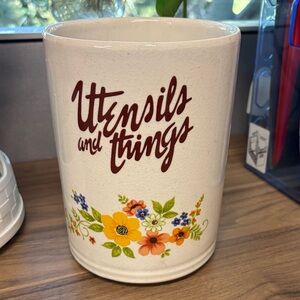 Vintage Floral Utensil Holder